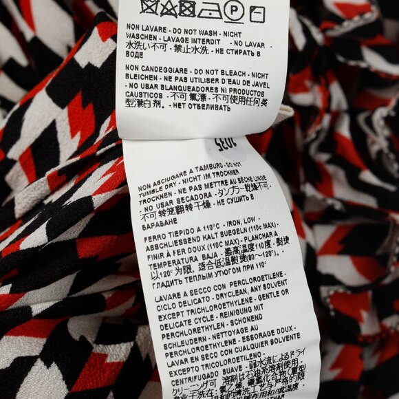 Marni Red Black Geometric Silk Ruffle Blouse - Picture 10 of 11